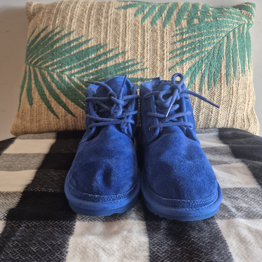 Ugg Neumel Boot Big Kids Size 6 Royal Blue Suede Lace Up Shearling Sherpa